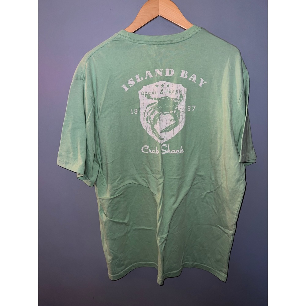 IZOD Saltwater Mens XXL Mint Green Island Bay Crab Shack Graphic T-Shirt Relaxed